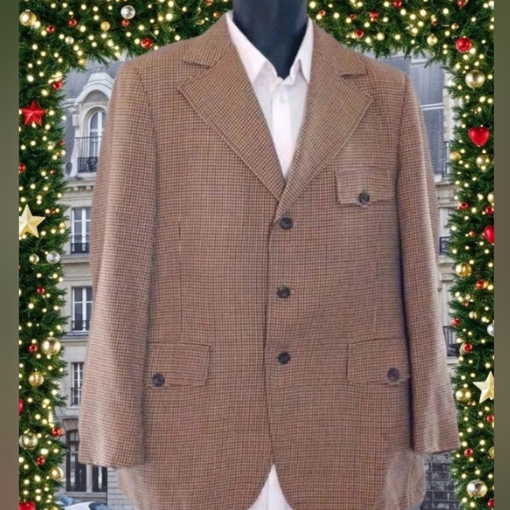 THE EXECUTIVE Vintage Check, Wide Lapel Blazer, 44R